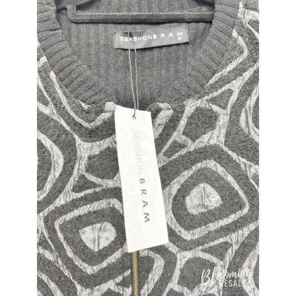 Gershon Bram Oversized Zip Front Textured Abstract Design Mid-Length Coat - Picture 4 of 8